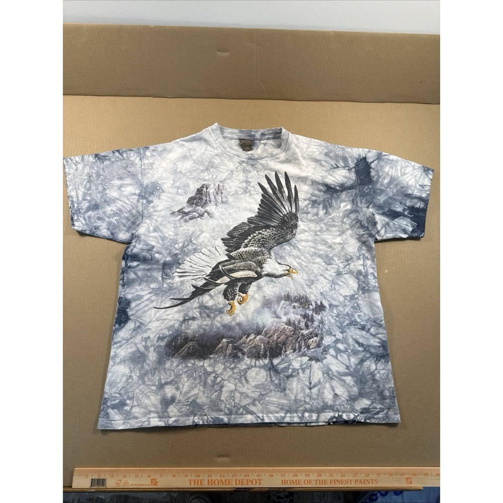 The Mountain Bald Eagle T-Shirt Mens XL Blue Tie Dye USA Patriotic Bird Nature